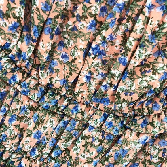ASTR The Label Ruffle Ruched Short Sleeve Top‎ PEACH BLUE DITSY M - Picture 8 of 8